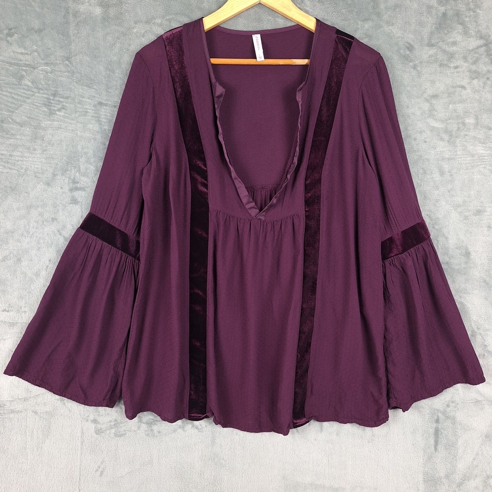 Womens Top Large Whimsigoth Dark Romantic Fairy Renaissance Ren Fair Velvet Trim